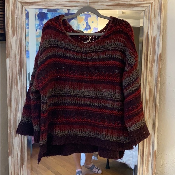 Free People red, maroon and gray sweater - Picture 2 of 5